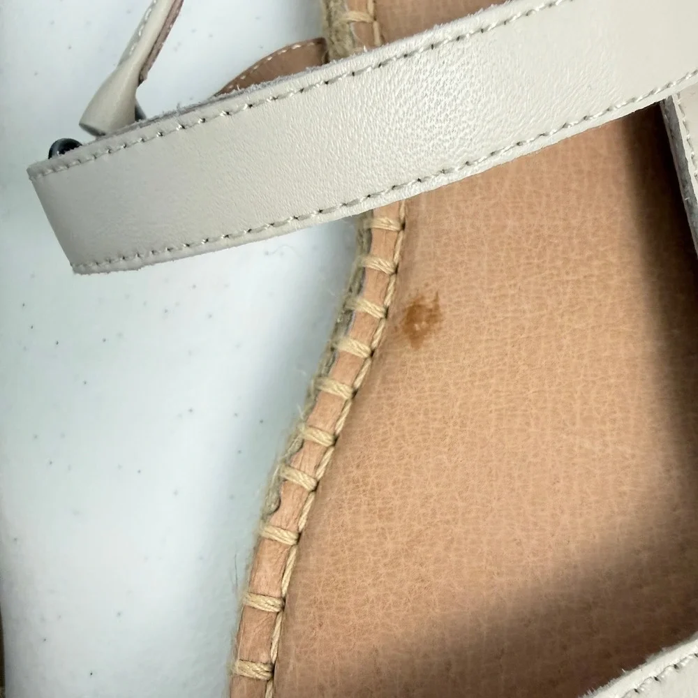 Madewell The Hallie Espadrille Sandal in Leather Pale Oyster Cream Womens 7